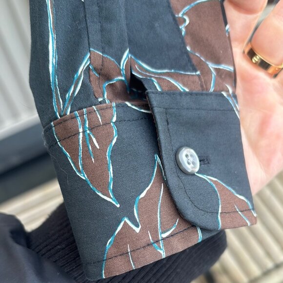 Orvis women's size 6 black & brown floral long sleeve button up shirt top - Picture 7 of 10